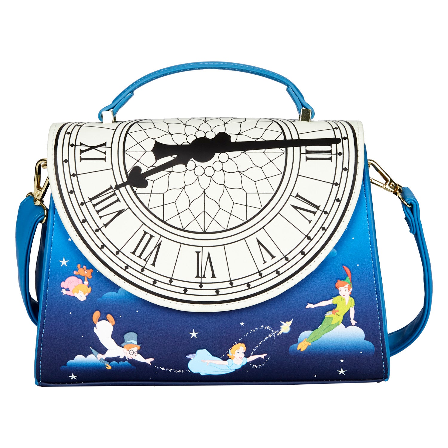 Loungefly Peter Pan Clock Glow in the Dark Crossbody Bag Twin Treats