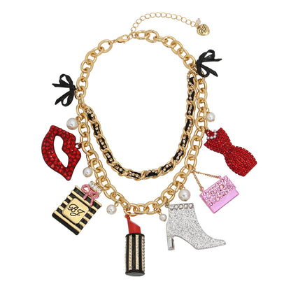 Betsey Johnson Going All Out Statement Charm Necklace