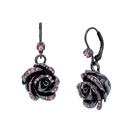 Betsey Johnson Fly By Night Rose Drop Earrings