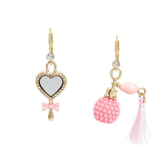 Betsey Johnson Sweetheart Swoon Perfume Mismatch Lever Back Earrings