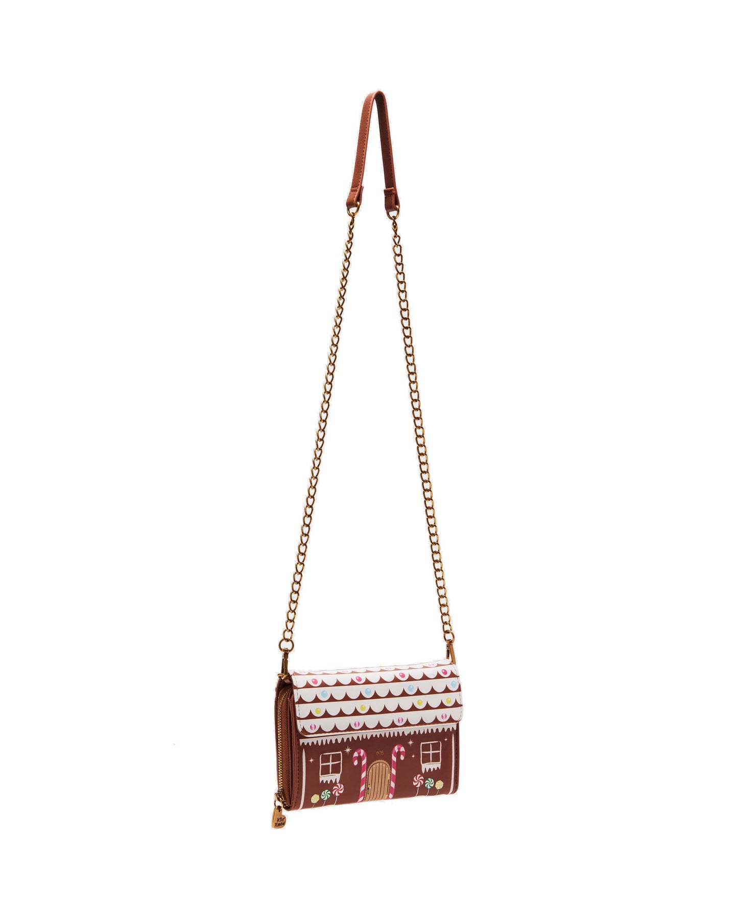 Betsey Johnson Gingerbread House Wallet on a Chain Crossbody Bag