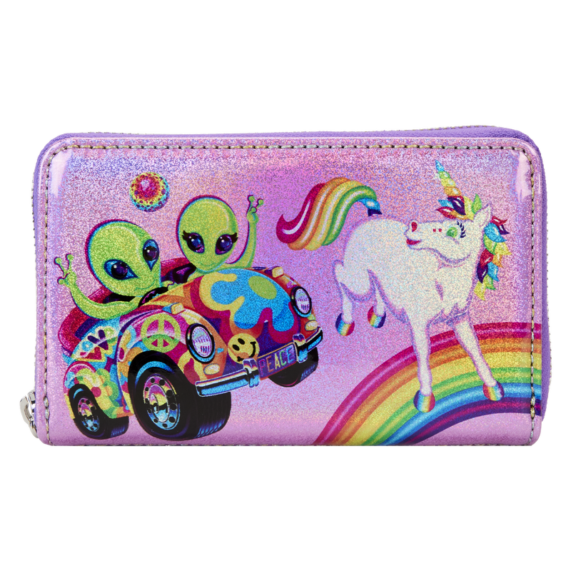 Loungefly Lisa Frank Holographic Glitter Color Block Zip Around Wallet