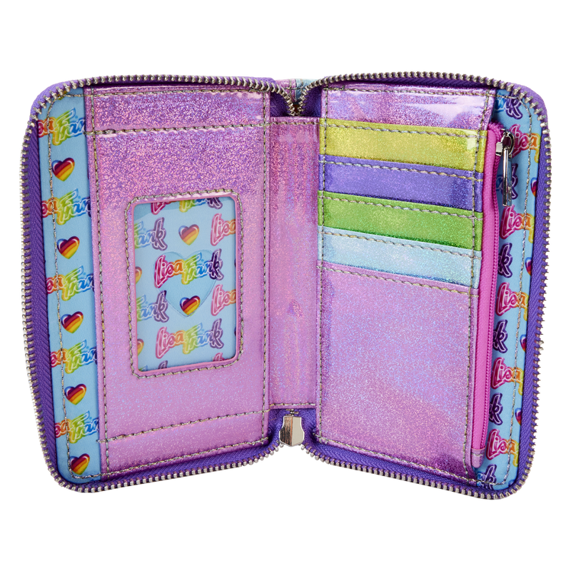 Loungefly Lisa Frank Holographic Glitter Color Block Zip Around Wallet