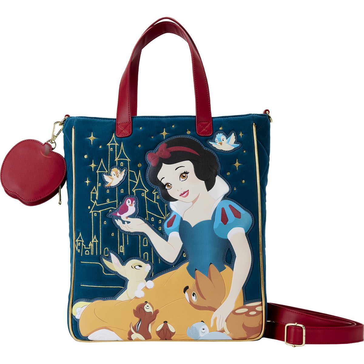 Loungefly Snow White Classic Apple Quilted Velvet Tote Bag With Coin Bag