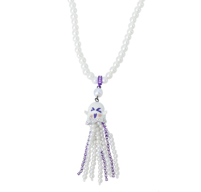 Betsey Johnson Punk N Spice Ghost Fringe Long Pendant Necklace