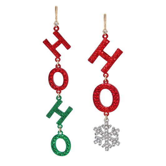 Betsey Johnson Ice Queen Ho Ho Ho Mismatch Earrings