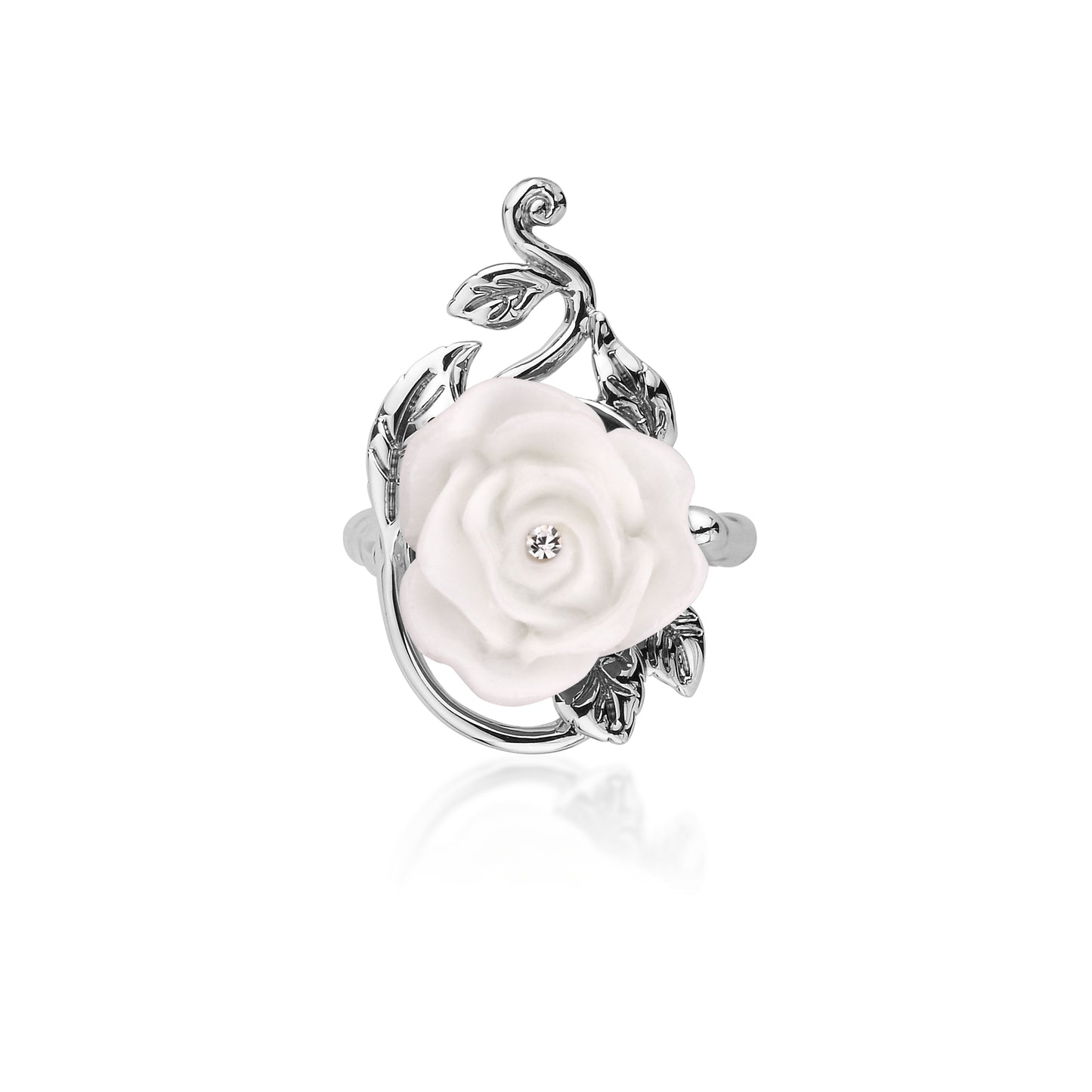 Disney by Couture Kingdom Beauty and the Beast Enchanted White Rose Ring