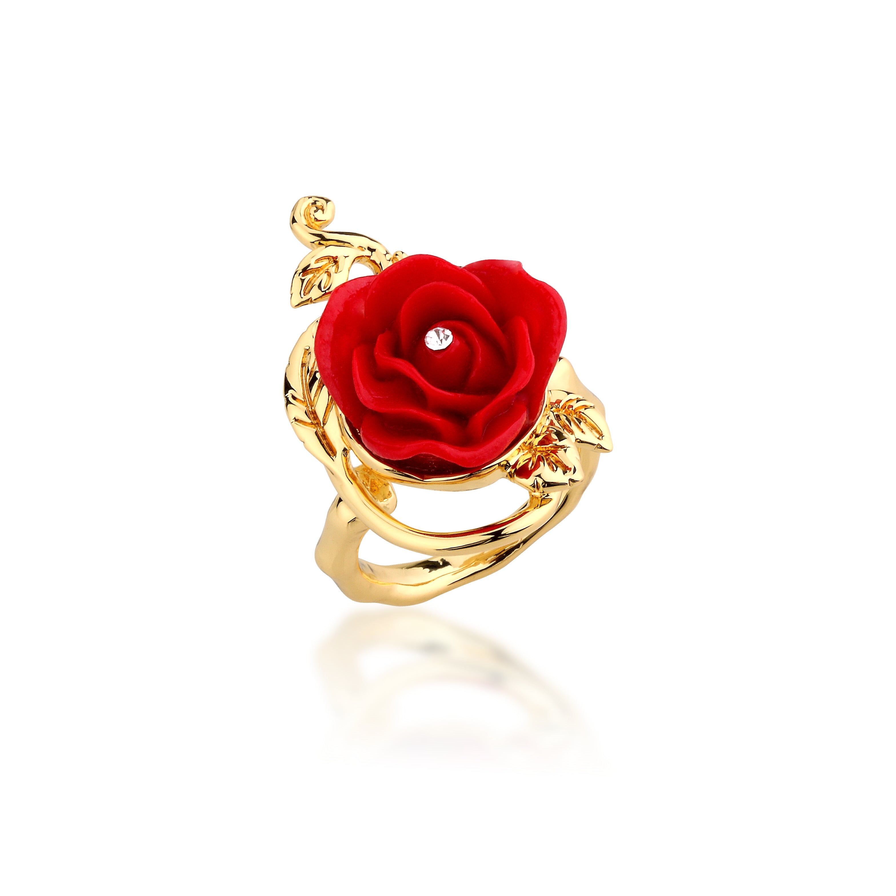 Disney by Couture Kingdom Beauty and the Beast Enchanted Red Rose Ring ...