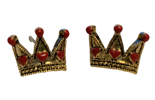 Alice in Wonderland Queen of Hearts Crown Stud Earrings